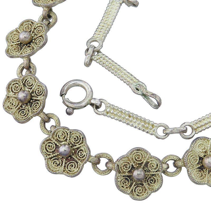 Theodor Fahrner chain/necklace flowers bars 925 silver around 1930-1940