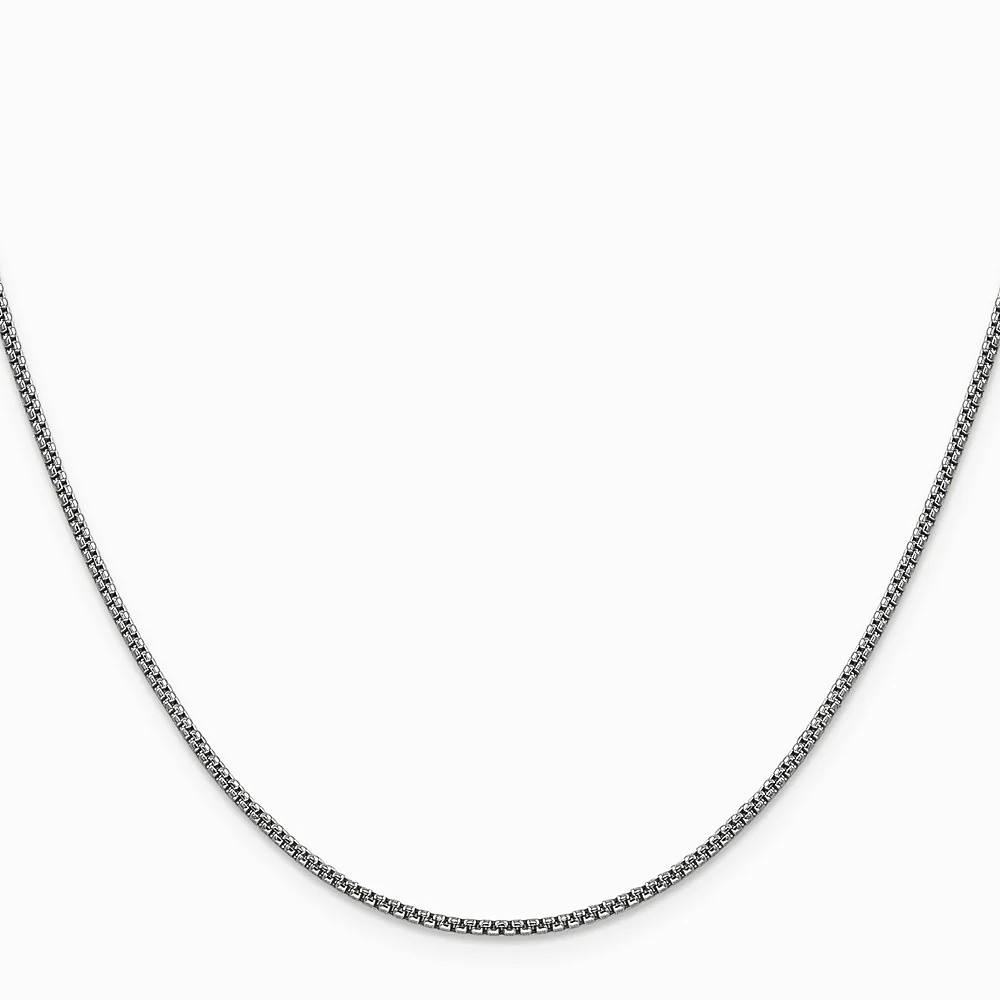 14K White Gold 1.5mm Semi-Solid Round Box Chain Necklace 16″-30″