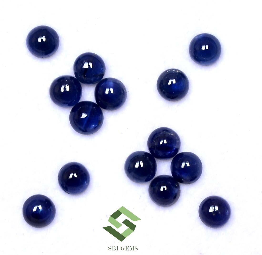 4 mm Natural Blue Sapphire Round Cabochon Lot 13 Pcs 6.16 CTS Loose Gemstones