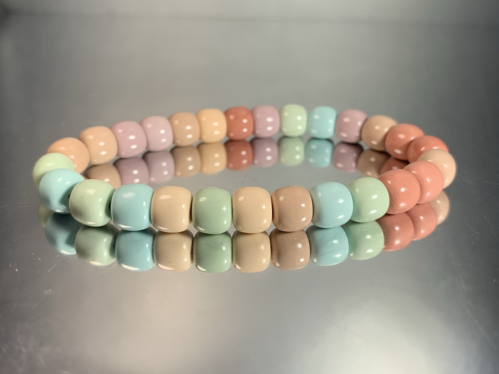 7.6mm Natural Magnesite Bracelet / Rainbow-Coated
