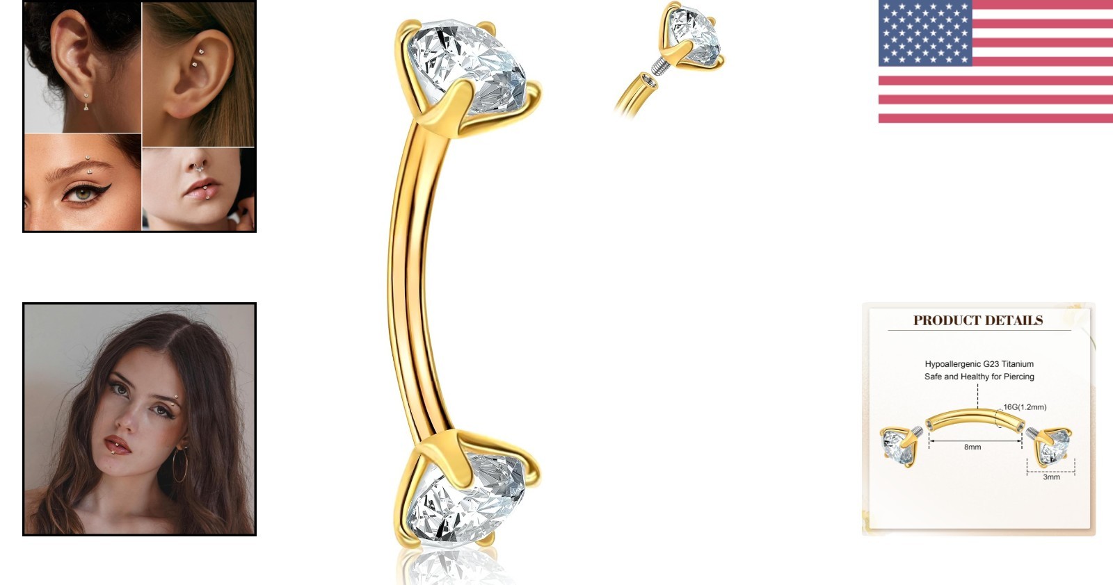 Beautiful 14G Belly Button and Lip Piercing Rings – 3 to 12 Piece Collection
