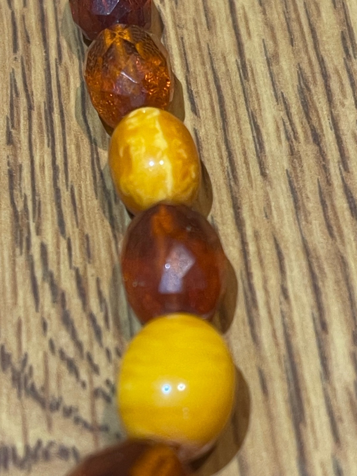 🔥Antique Vintage Genuine Amber Necklace Beads On String Butterscotch Egg Yolk36