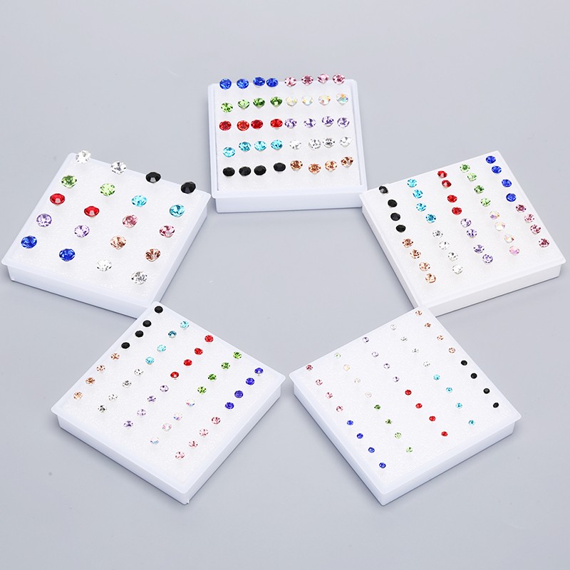 10Pairs/20Pairs Set Rhinestone Crystal Stud Earrings Small Earrings Jewe JdFkj