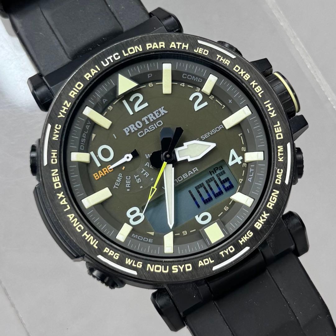 Excellent Condition PROTREK PRG 650YL Tough Solar Black Ana Digi Working