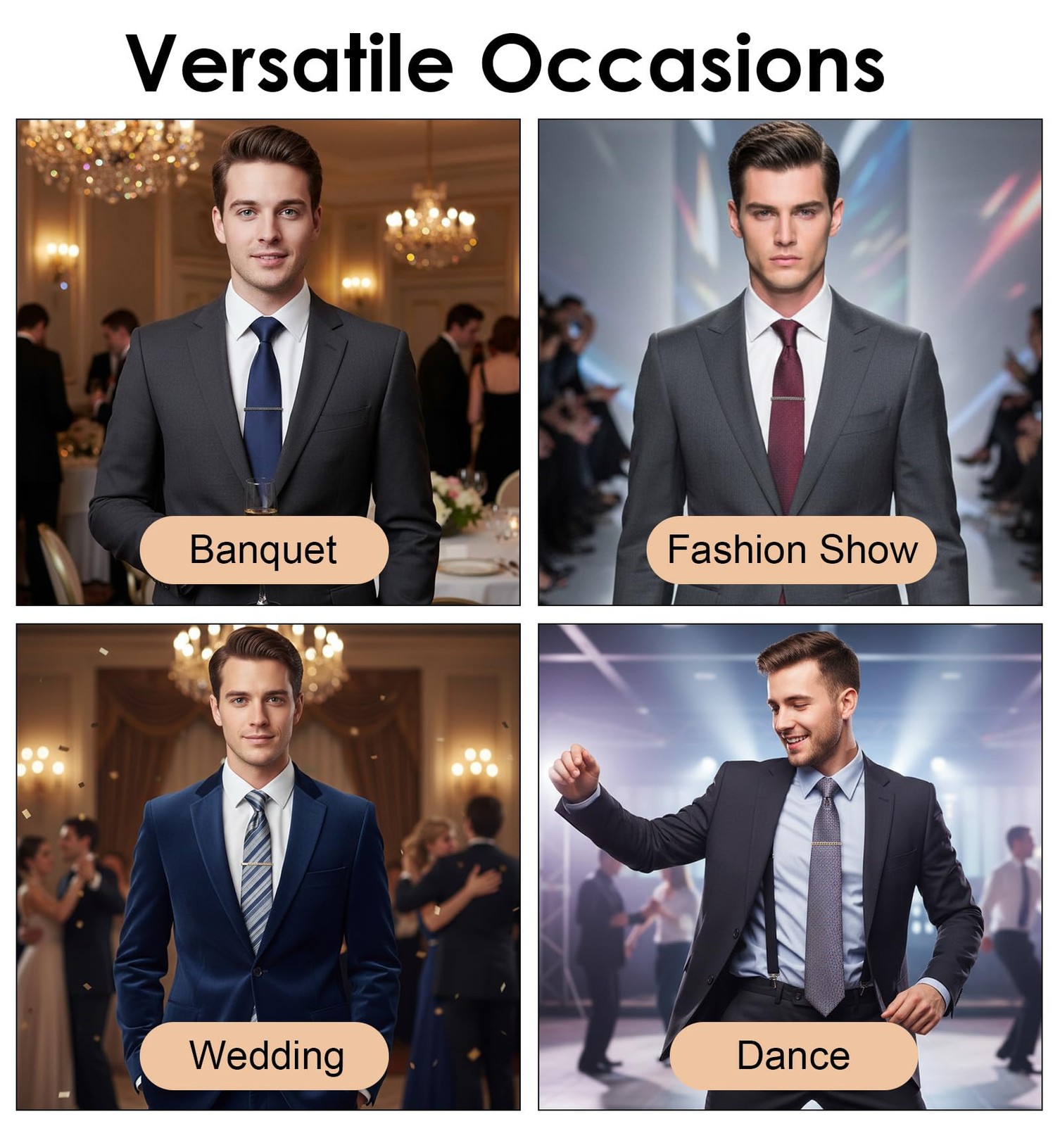 3 Pcs Tie Chain for Men, Elegant Tie Clips for Mens Neckties Tacks Accessorie…
