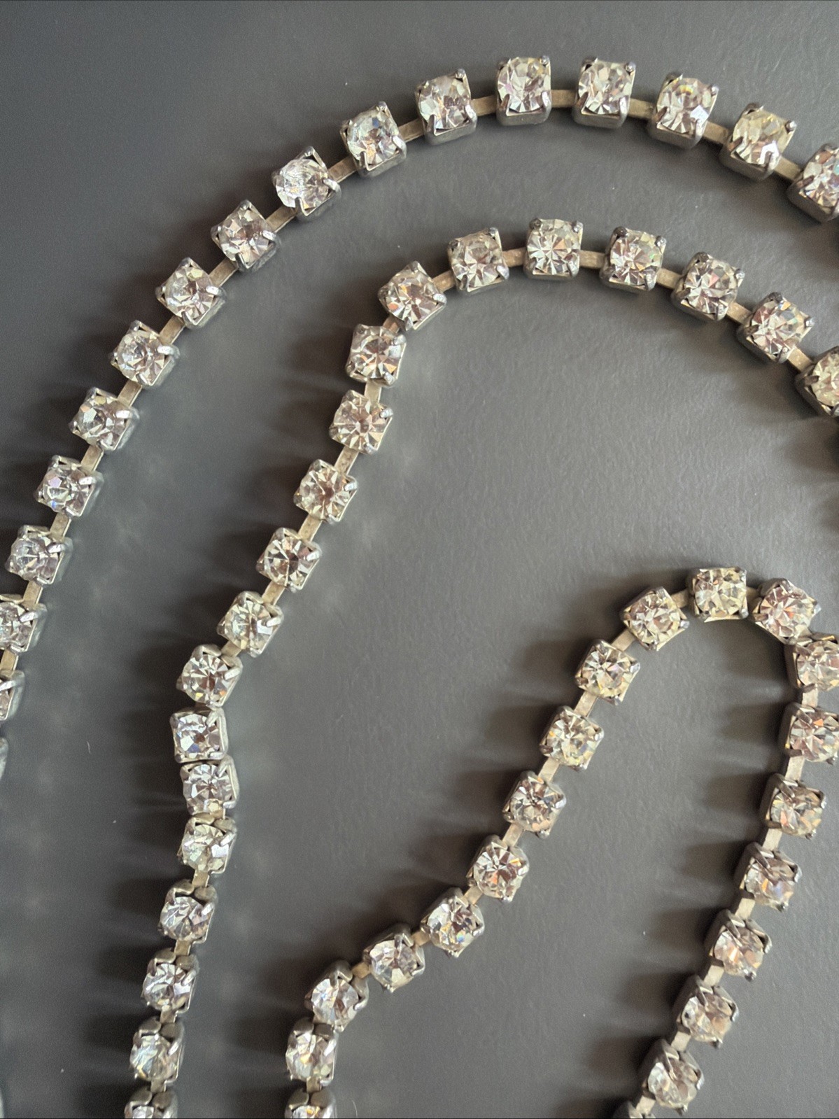 Vintage Estate Long Rhinestone Necklace 24+ Inch Glam Statement Jewelry