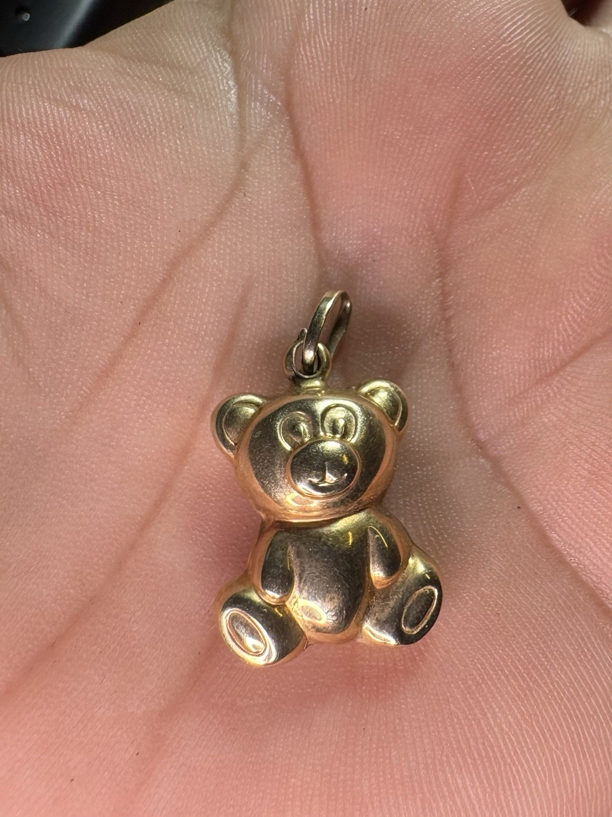 14k Yellow Gold 3D Teddy Bear Italy Large Puffy 2.50G Pendant Charm 25mm 585