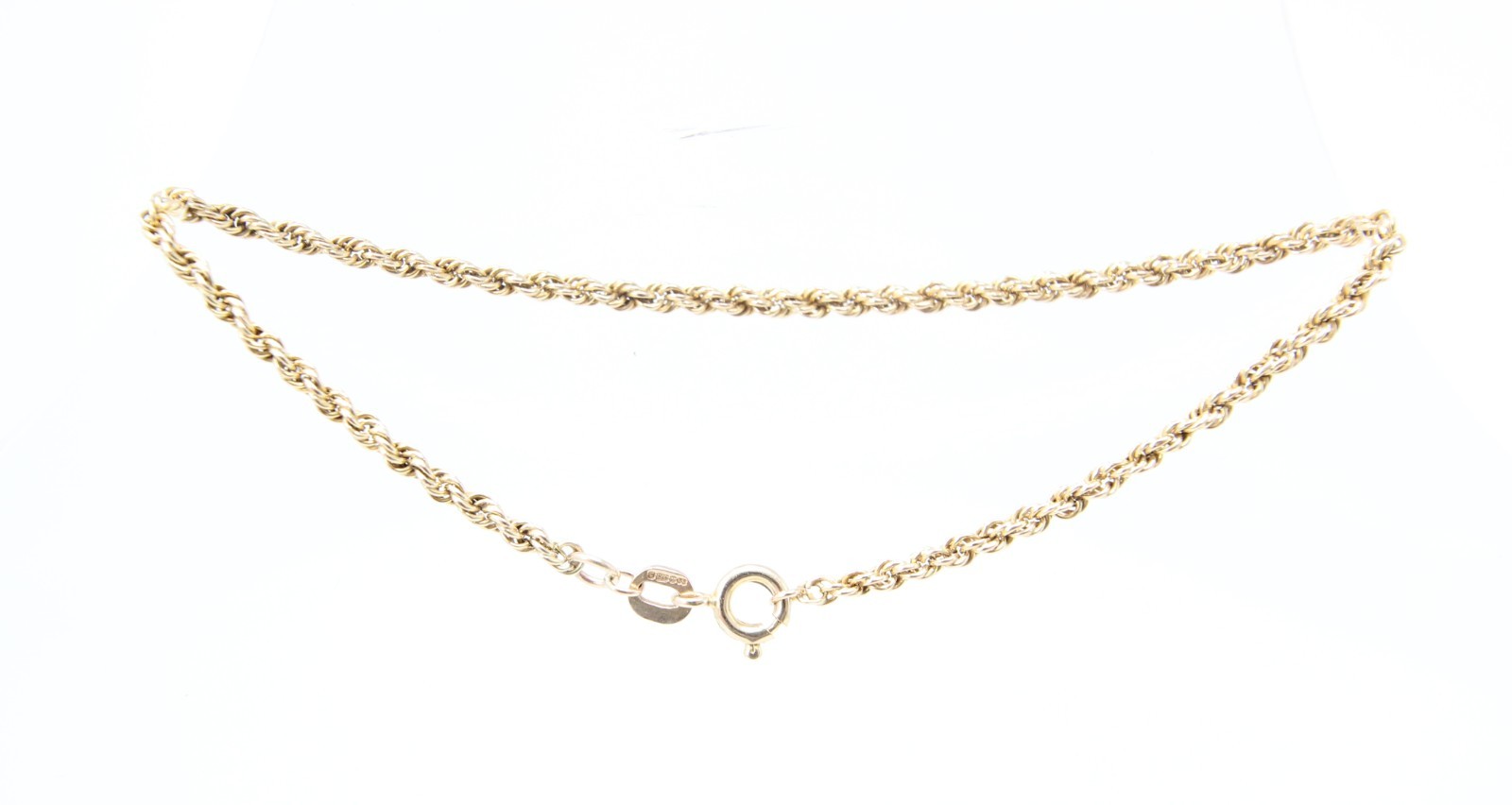 Vintage 1983 Hallmarked Solid 9ct 9k Gold Rope Chain Bracelet 7.5”