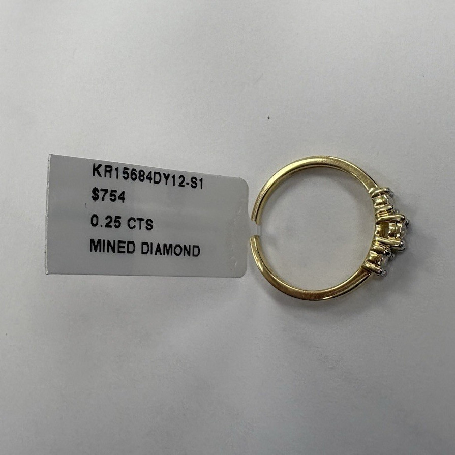 14k .999 sterling silver Gold plated Natural Round Diamond Ring 0.25ctw Sz 7