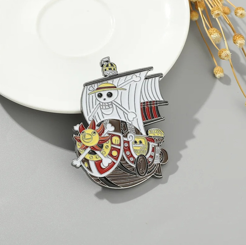1pcs One Piece Pirate Ship Enamel Brooch – Anime Lapel Pin for Bags & Clothes