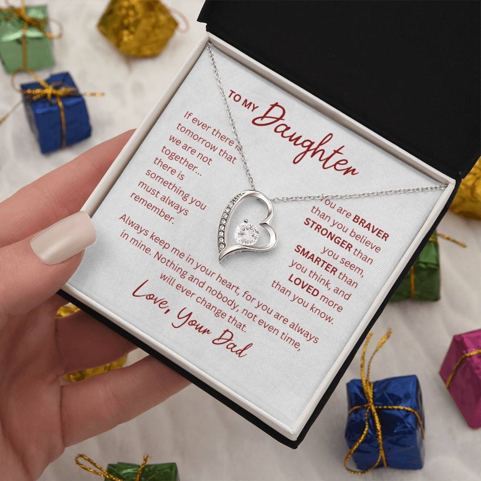 To My Daughter Necklace from Dad, Birthday Gift, Mother’s day Gifts From Dad,Mum