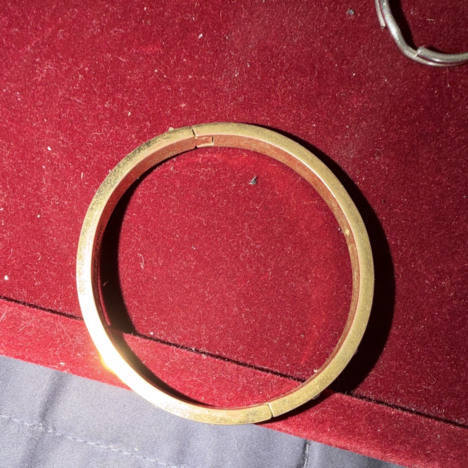 Kate Spade New York Signed Gold Tone Black Enamel Crystal Hinged Bangle