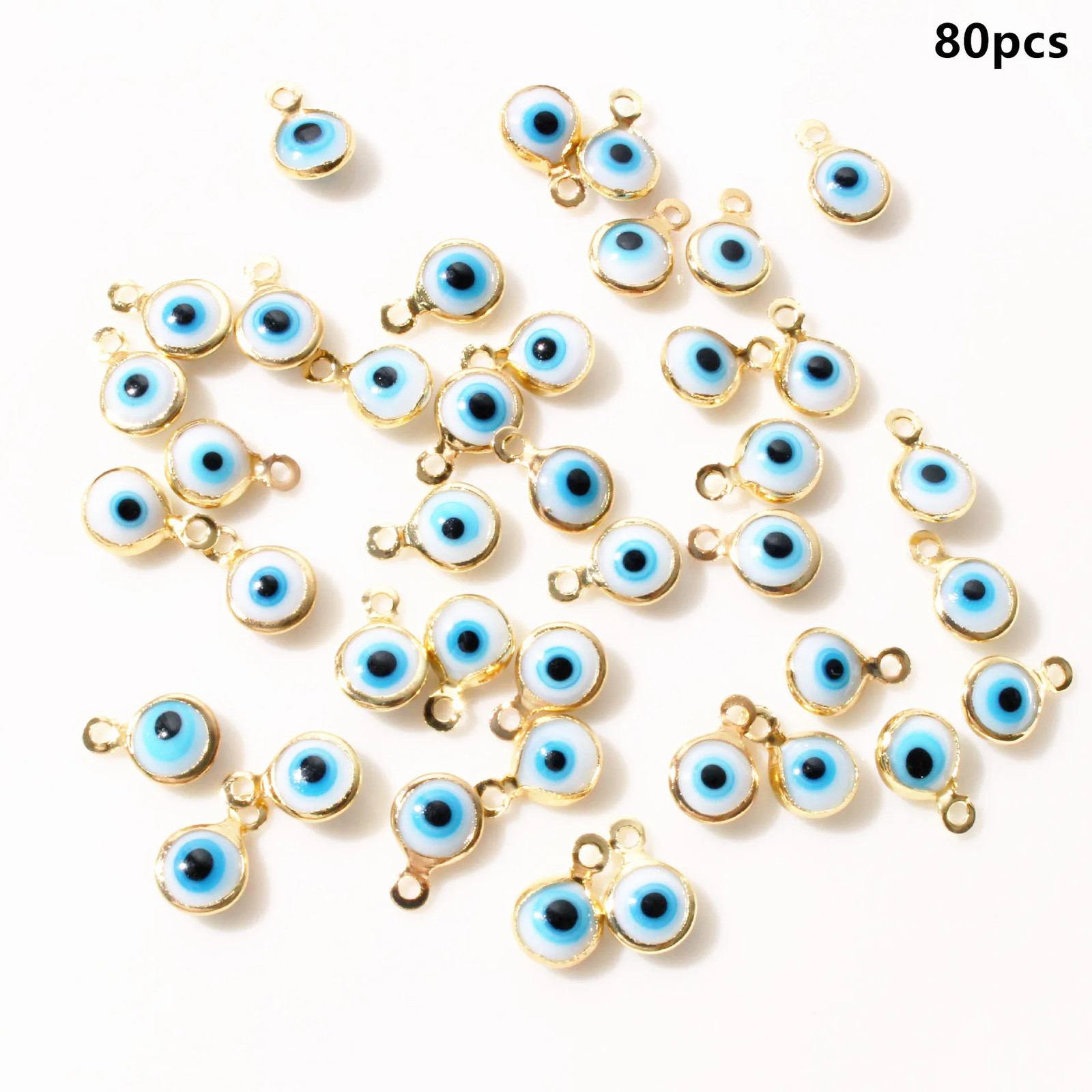 40Pcs/Lot LUCKY EYE Turkey Evil Eye Gold /Silver Color Tone Charms Connectors Be