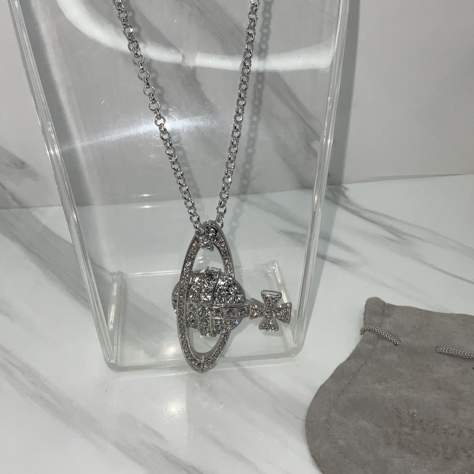 Vivienne Westwood Vintage Large Bas Relief Orb Necklace, 40cm Chain, Orb 6 X 4cm