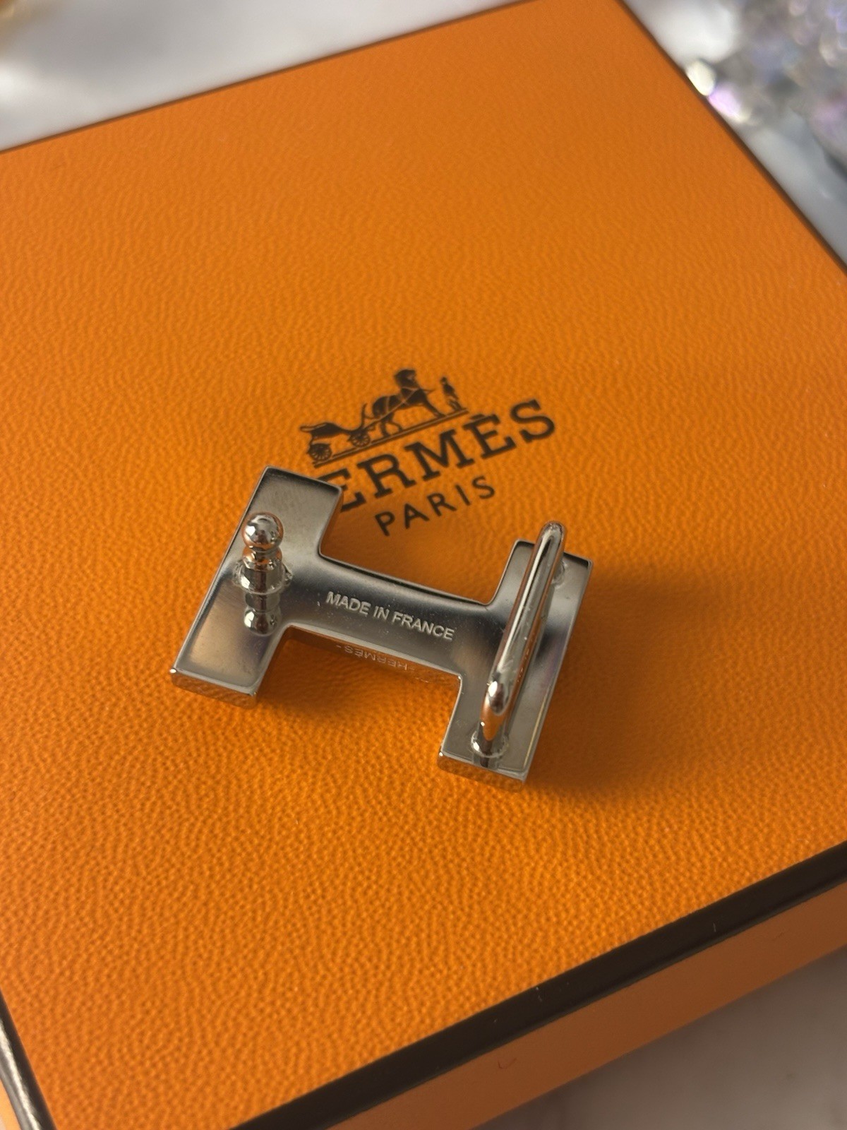 Hermes Paris Signed Silver Tone Letter H Belt Buckle 1.5cm