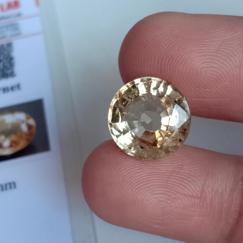 10.35 Ct AGR Certified Hessonite Garnet Round Cut Mozambique Loose Gemstone
