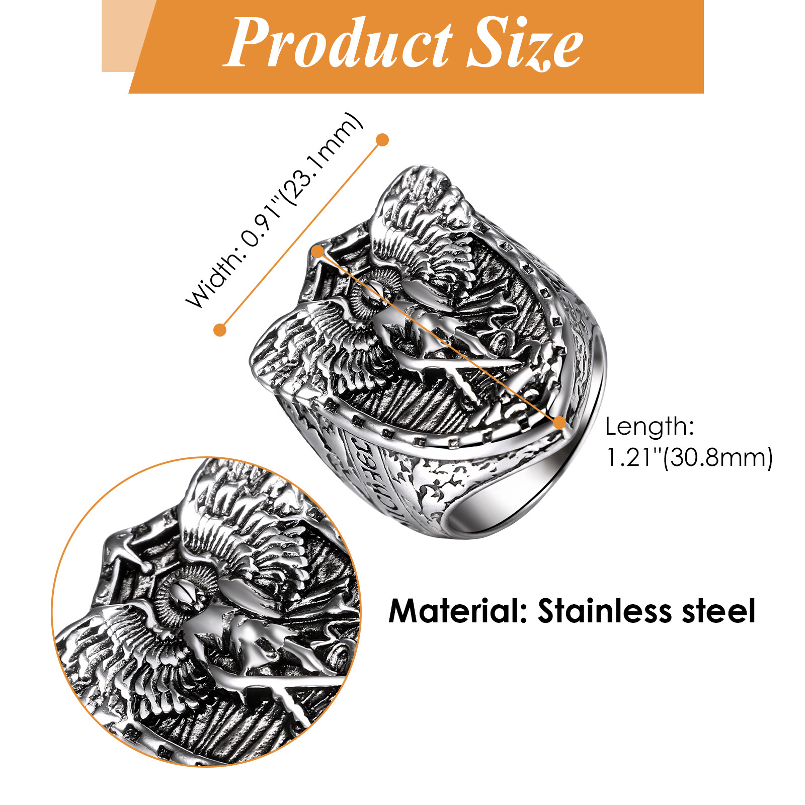 Archangel Saint Michael Ring Men’s Shield Knight Ring Stainless Steel Catholic