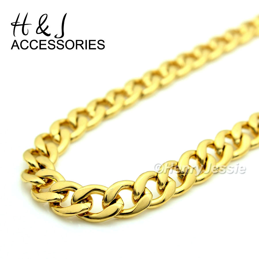 18-40″MEN Stainless Steel 6mm Gold Plated Cuban Curb CZ Lion Head Pendant*GP109
