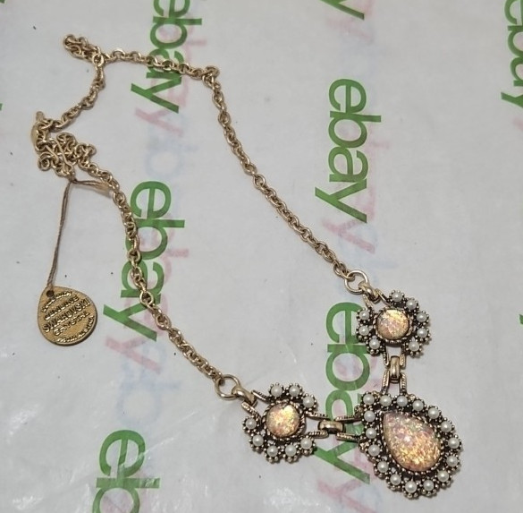 Sarah Coventry Necklace Empress Fx Fire Opals And Pearls (JJ)