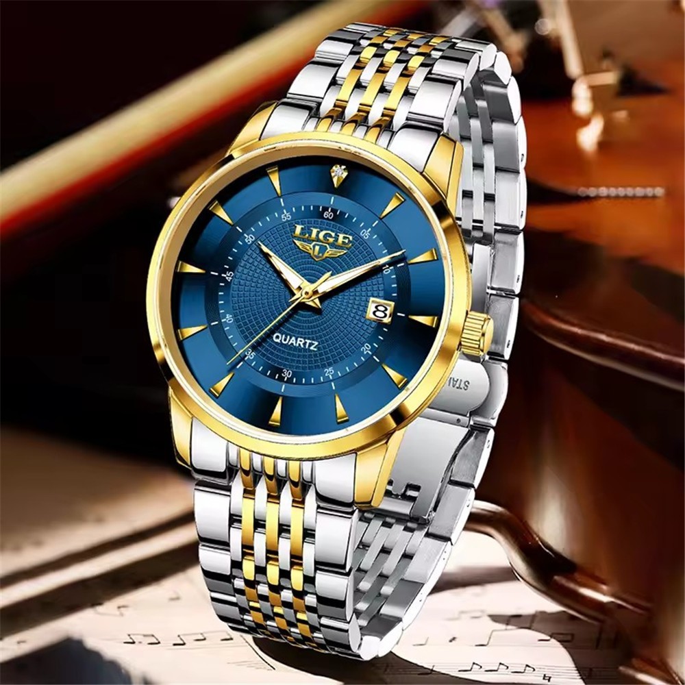 LIGE Men Watch Brand Steel Quartz Wristwatch Casual Business Male Date Watches