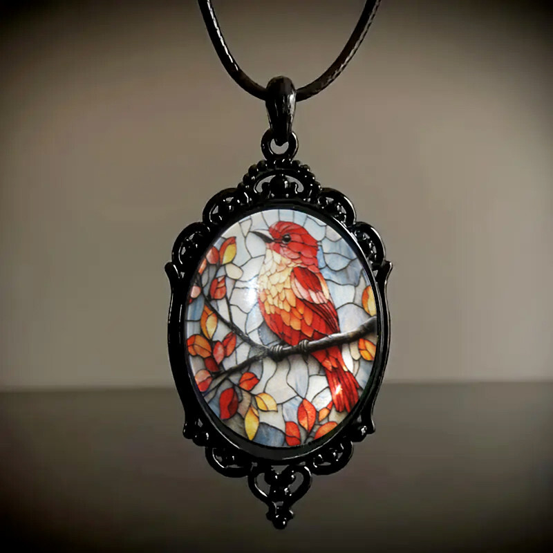 Bird Gothic Pendant Jewelry Love Vintage Black Necklace E