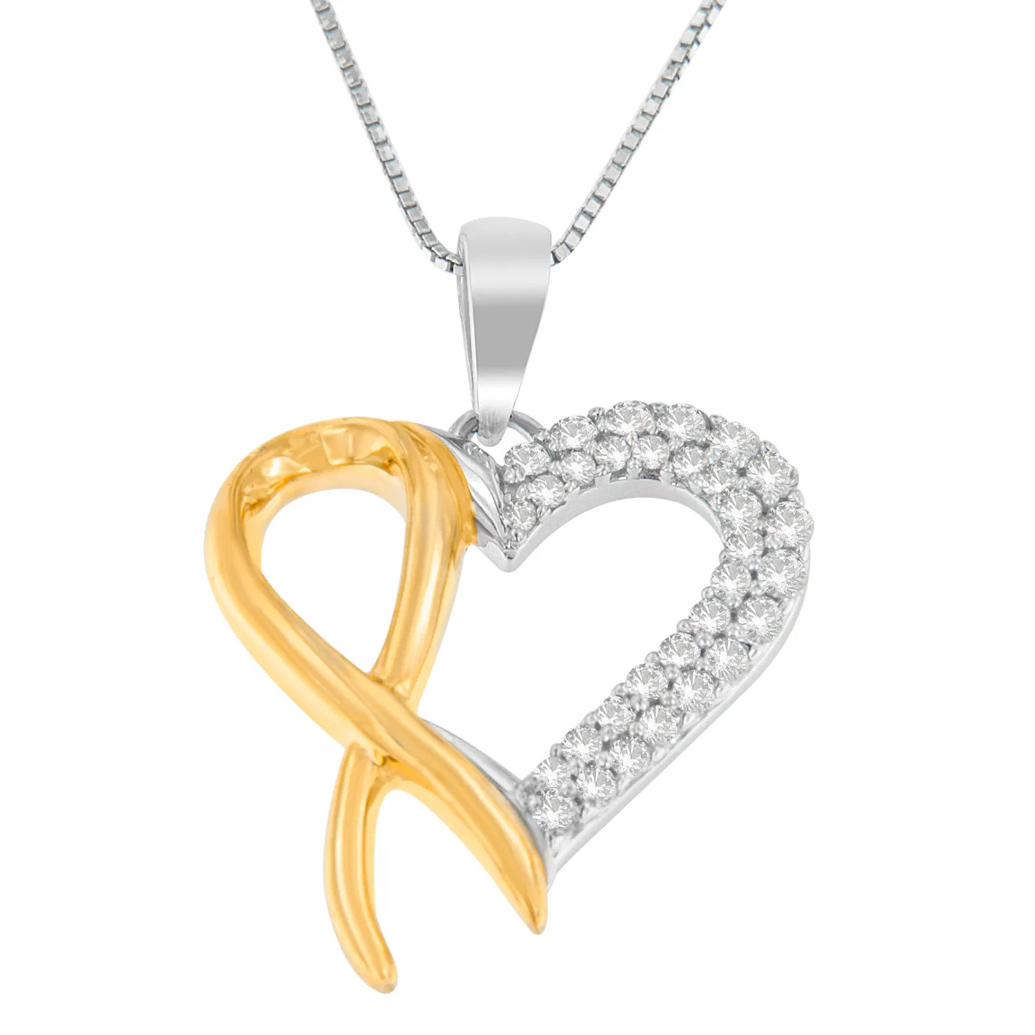 .925 Sterling Silver Two Toned 1/4 cttw Round Cut Diamond Pendant Necklace (H-I,