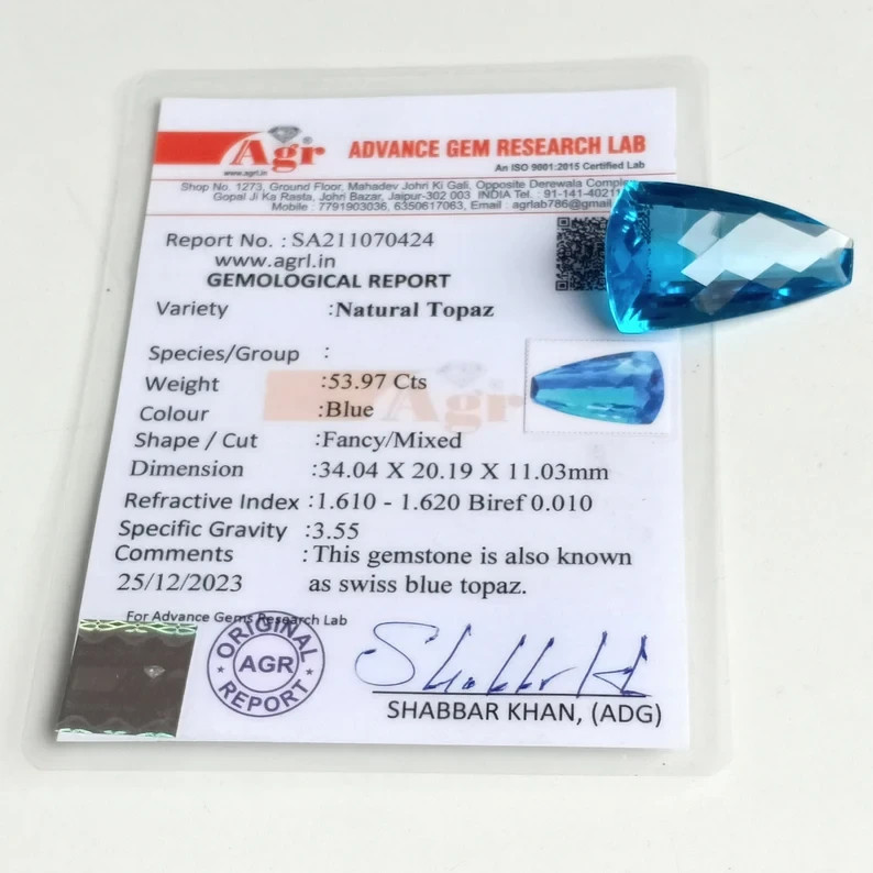 BIG !! 53.97 Ct Natural Swiss Blue Topaz Fancy For Jewelry November Birthstone