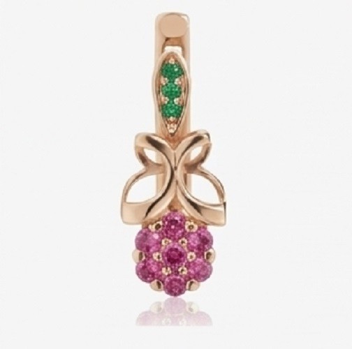 2ct Round Simulated Pink Ruby/Emerald Nature Inspire Earrings 14k Rose Gold Over