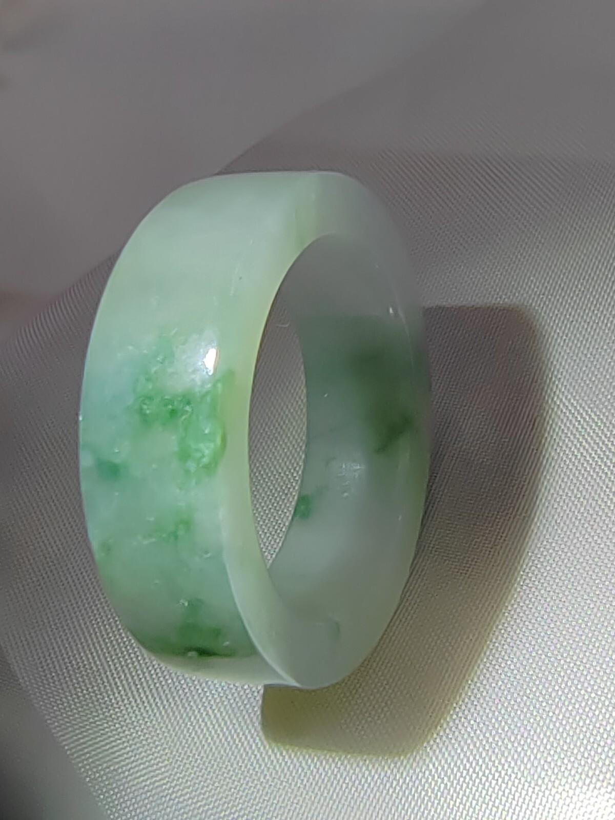 Ice Bluish Green Natural Jadeite Jade Band Ring # US SIZE 13.5 # 22.60mm
