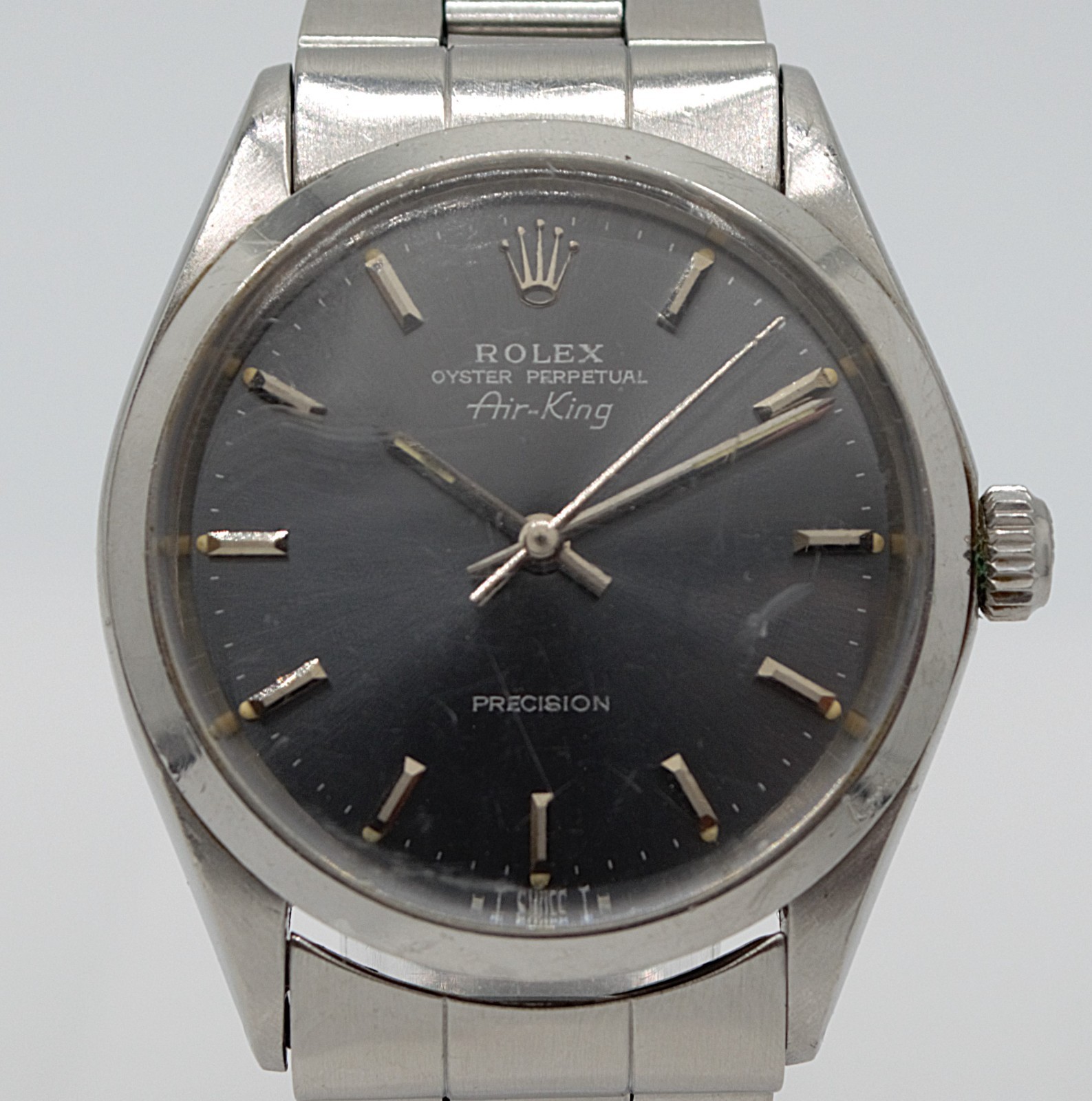 Vintage Rolex Air-King Precision Steel Pale Violet Sunburst Dial 34mm Ref. 5500