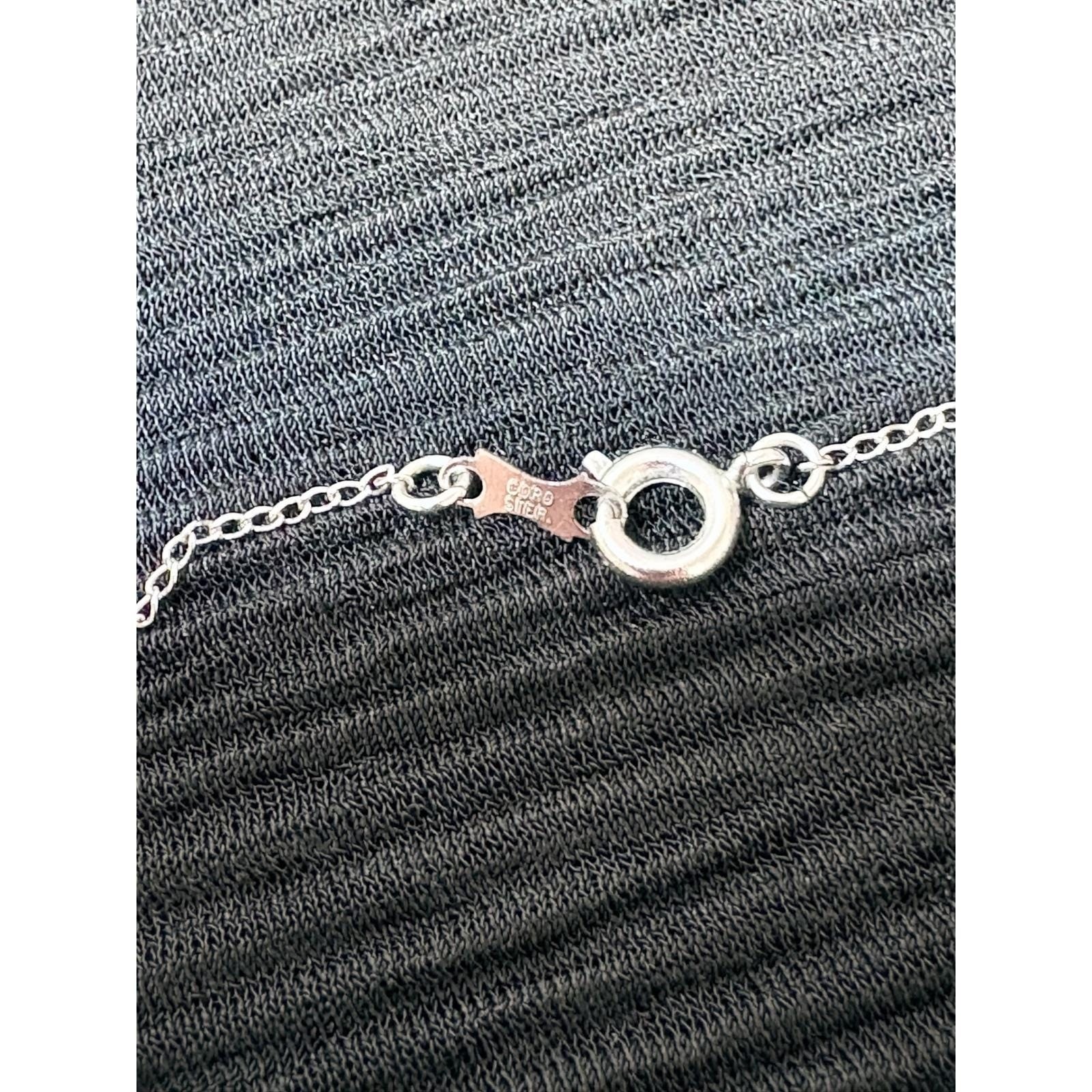 Vintage Coro Sterling Silver Filigree Heart Pendant Necklace Black Bead 15.5in