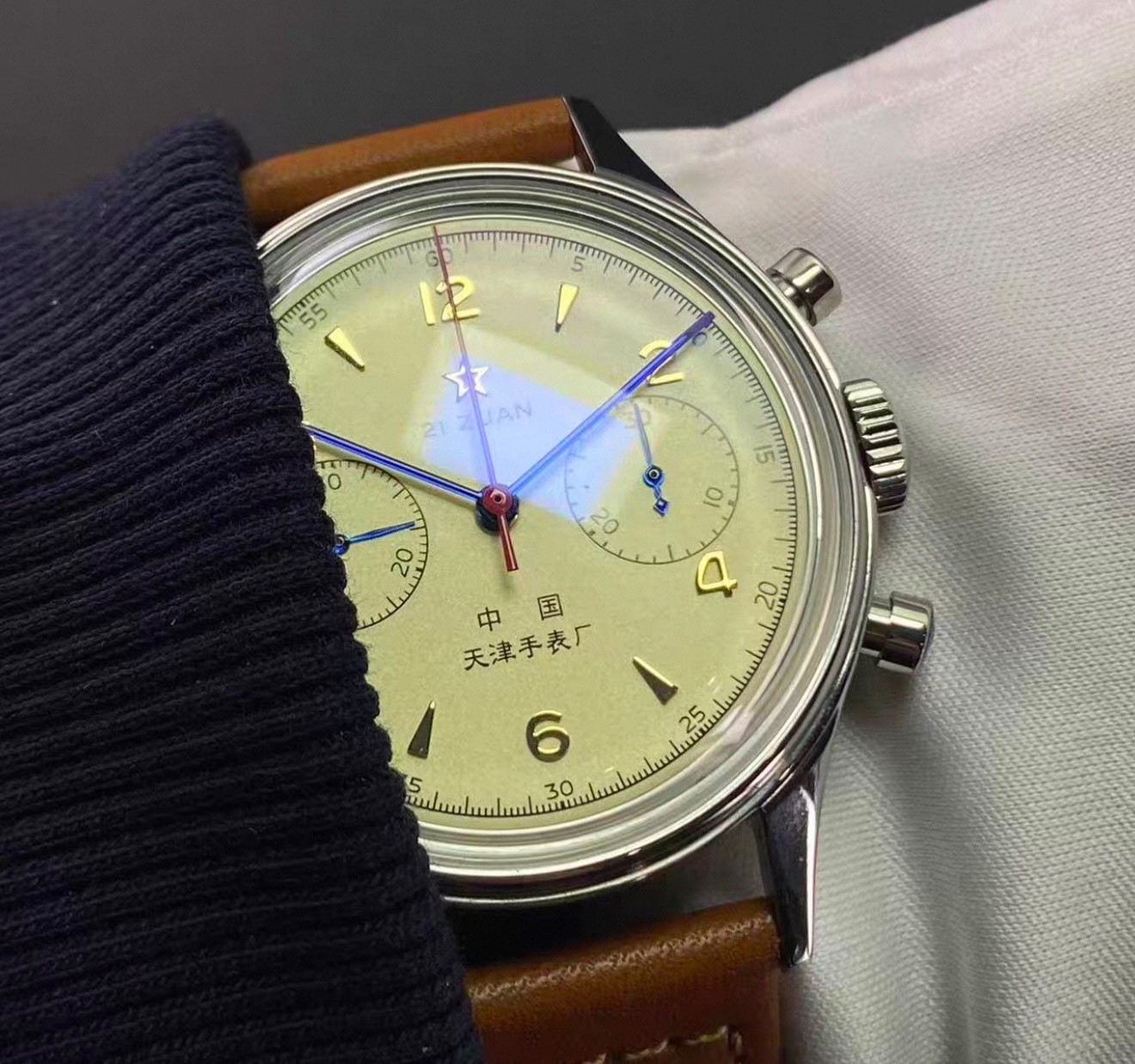 Seagull Mechanical 38mm Pilot Men’s Watch Sapphire Crystal ST1901 Gooseneck