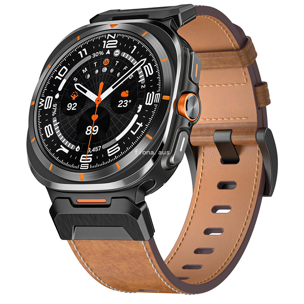 Genuine Leather Watch Band Strap WristBand for Samsung Galaxy Watch Ultra / 2025