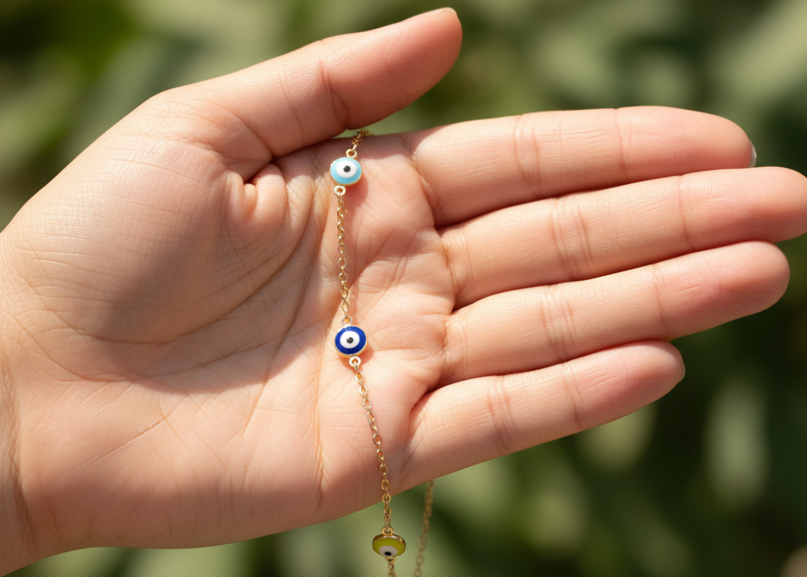 Elegant Gold Color Evil Eye Charm Anklet 18K Gold Plated Designer Anklet