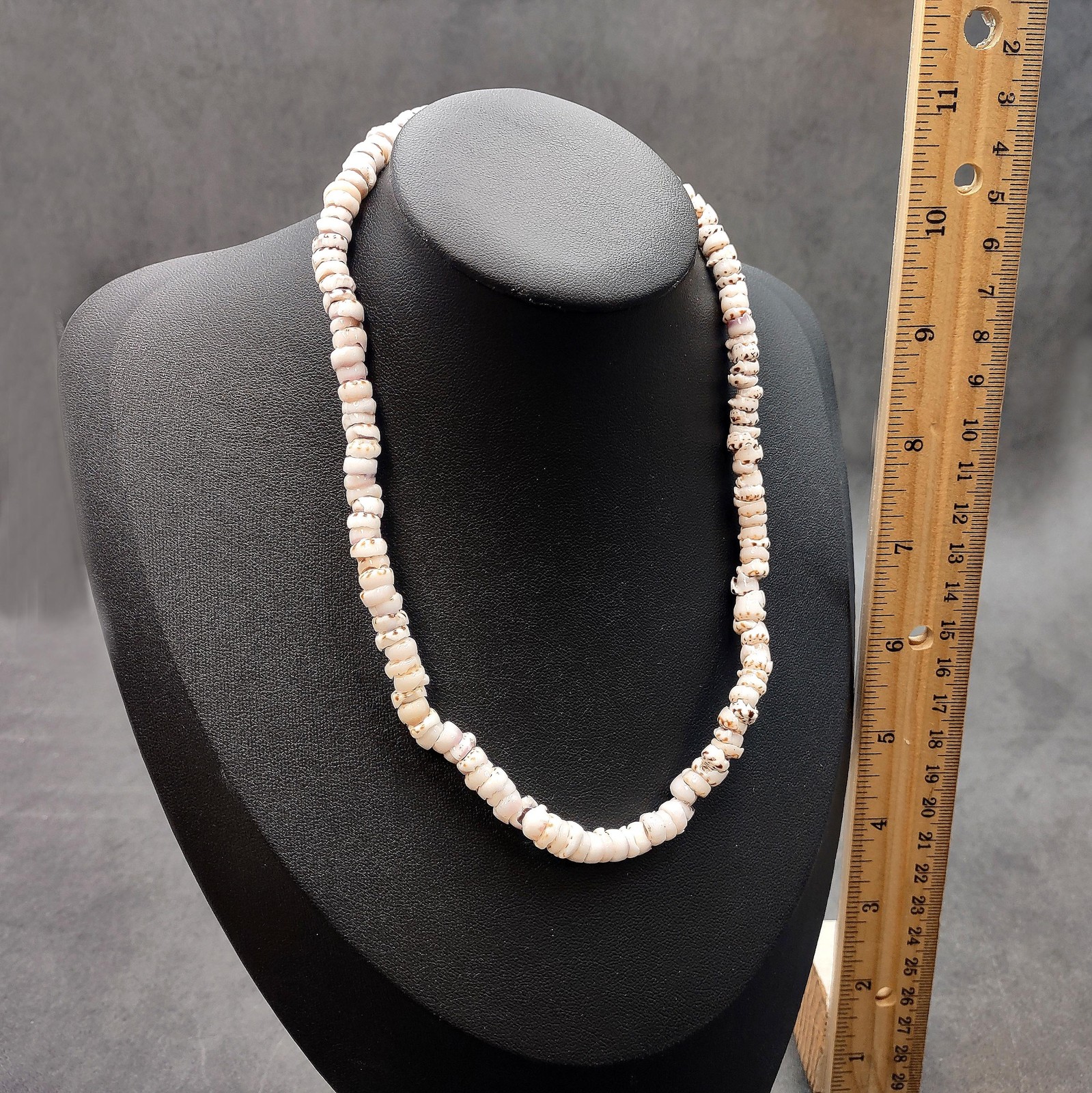 Tiger Puka Seashell Necklace (1 necklace approx. 16 inches x 5+ mm)