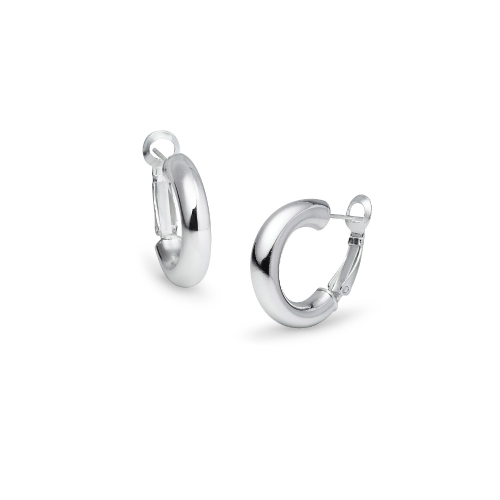 Round Clutchless 5x20mm Hoop Earrings in High Polished Sterling Silver