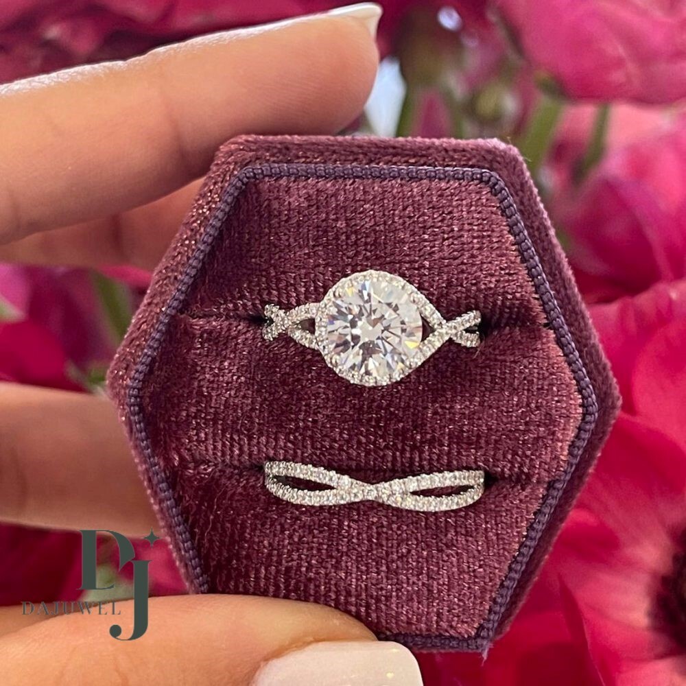 3 CT Round Cut Moissanite Bridal Set Engagement Ring Solid 14K White Gold VVS1
