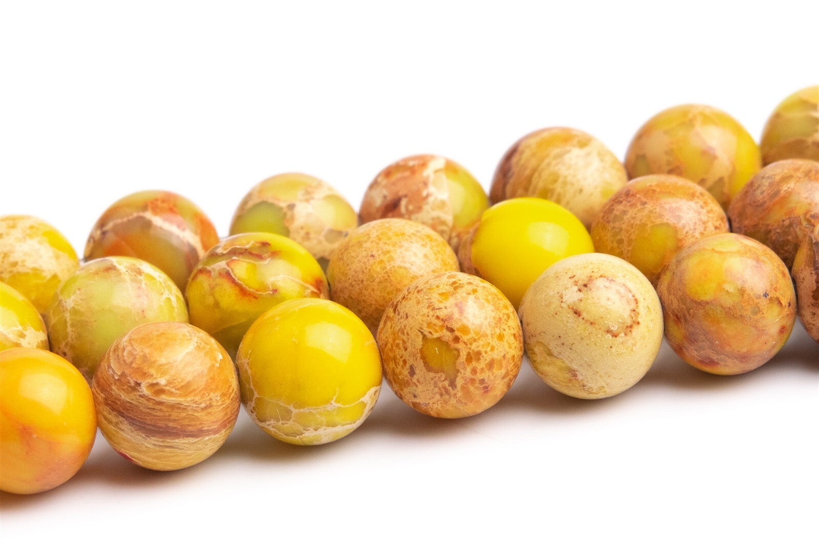Mustard Yellow Sea Sediment Imperial Jasper Grade AAA Round Beads 3/6/8/10MM