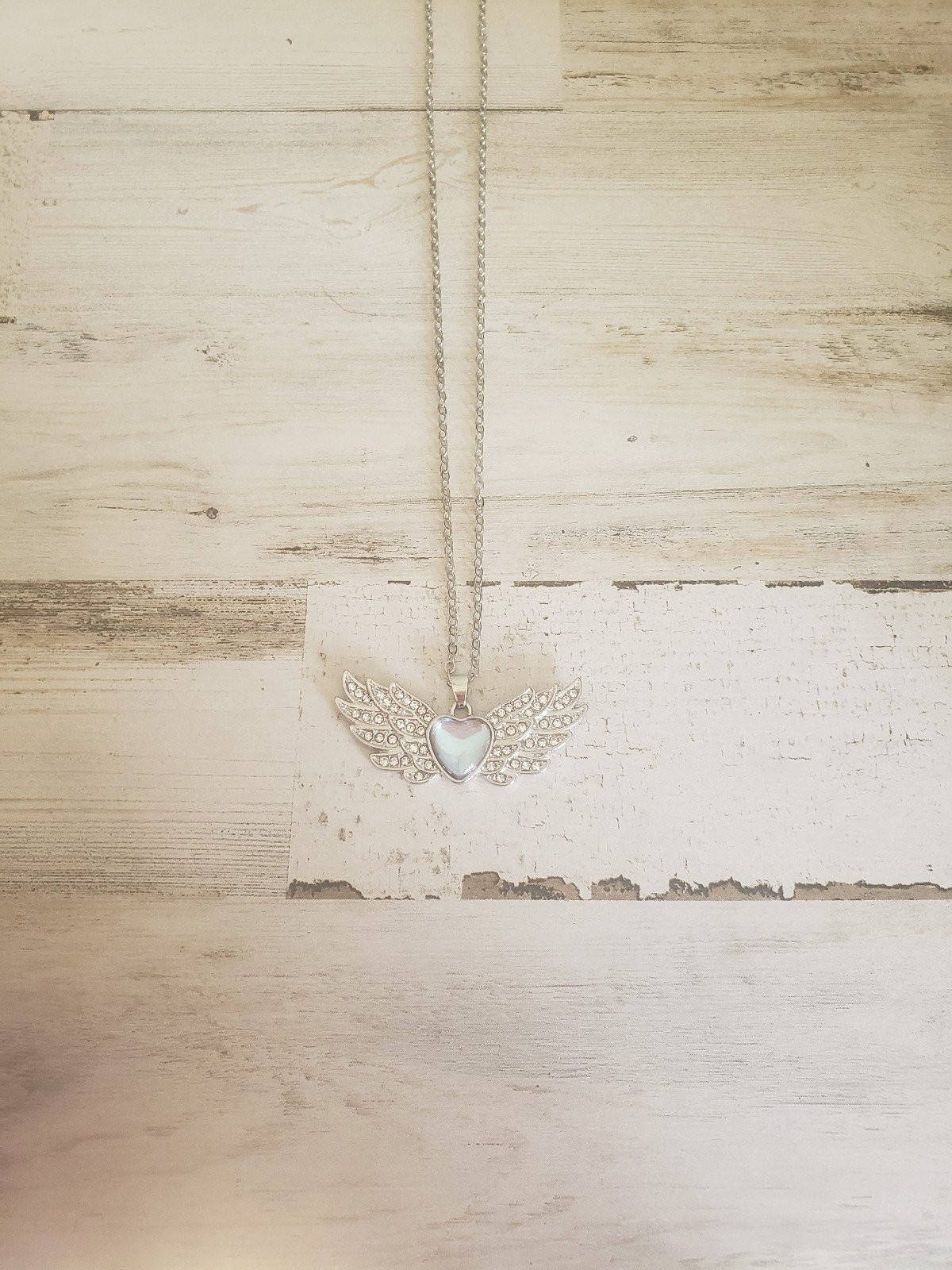 Wings necklace heart blue love jewelry angel cute girl gift pretty beautiful