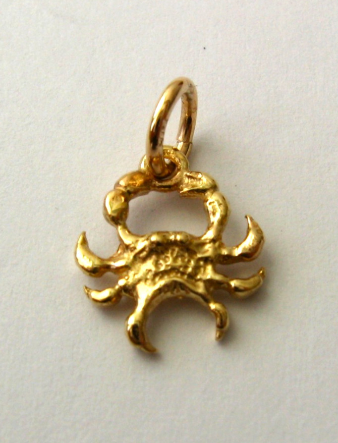 GENUINE SOLID 9K 9ct YELLOW GOLD 3D Crab Zodiac Sign Ocean CHARM PENDANT