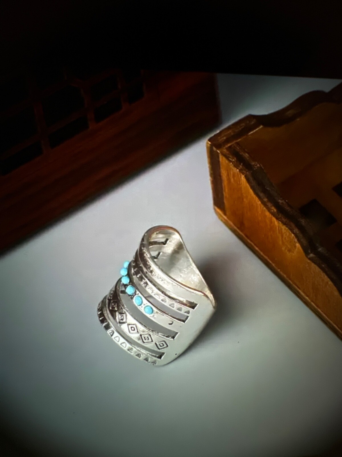 925 Silver Plated Zinc Alloy Material Wide Vintage Size 8 Ring