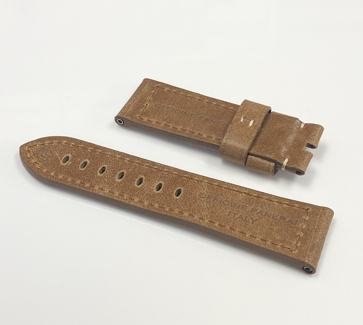 Genuine New Panerai 24mm x 22mm Light Brown Leather Regular Band Strap