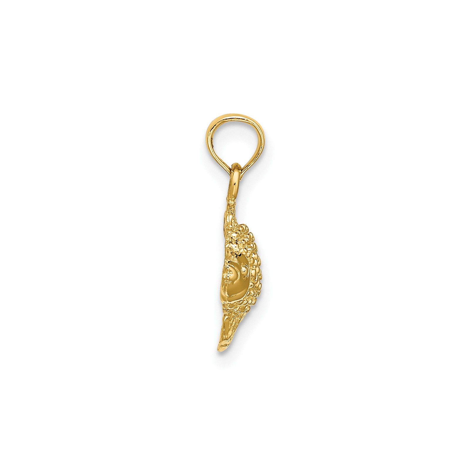 10K Yellow Gold Solid Goldfish Pendant Animal Charm Polished 17.4mm