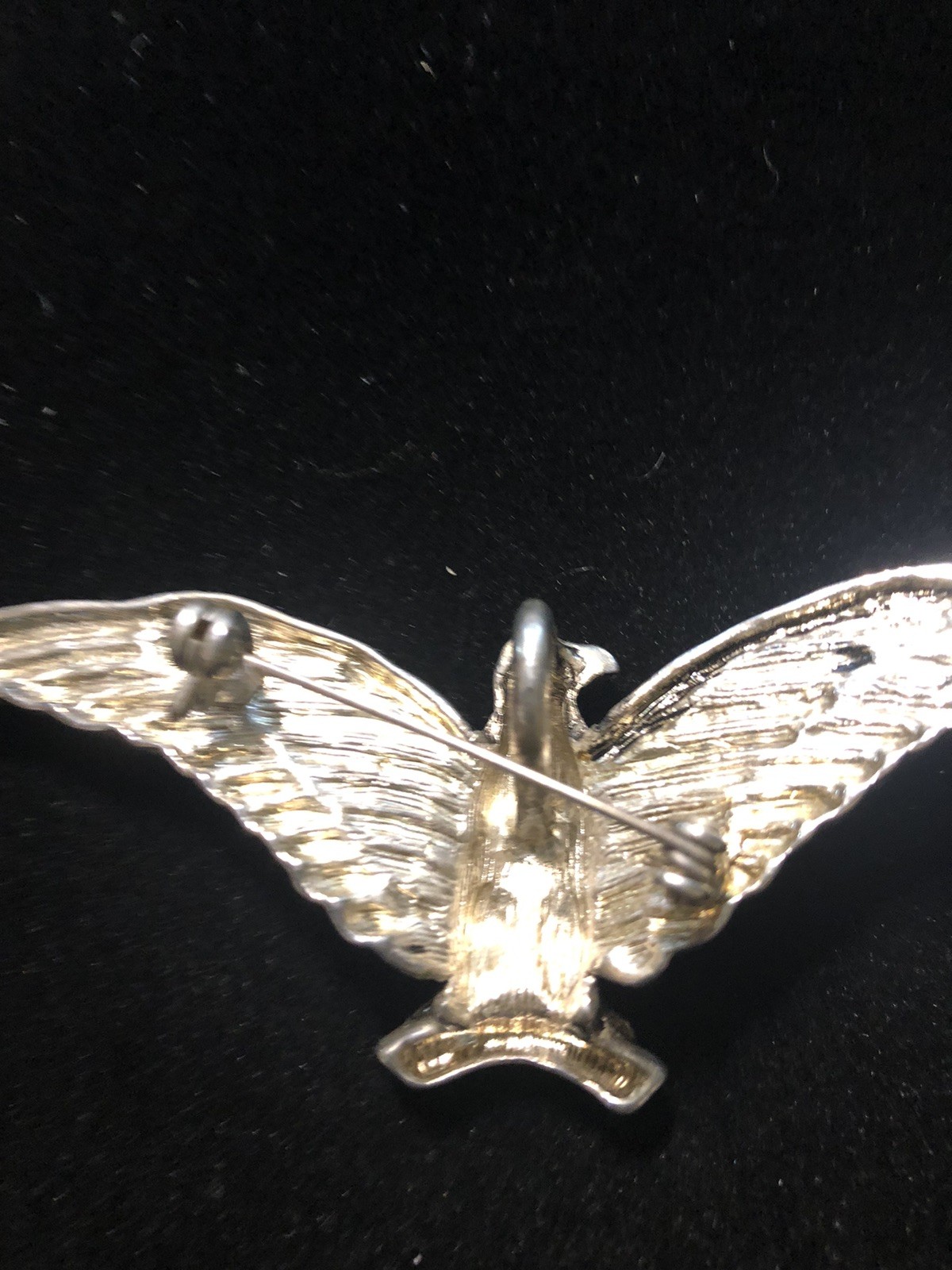 VTG. SILVERTONE AMERICAN EAGLE BROOCH PENDANT 3.5″ X 1.25″