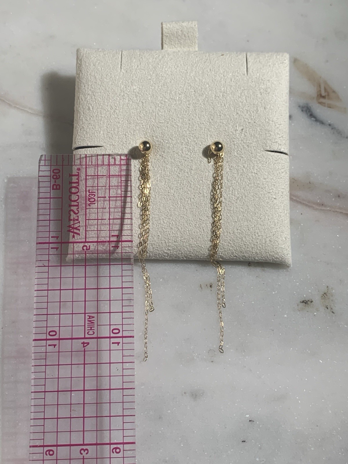 18 K Gold stamped Chain Dangle Drop Earrings Asymmetrical 5cm Fashion