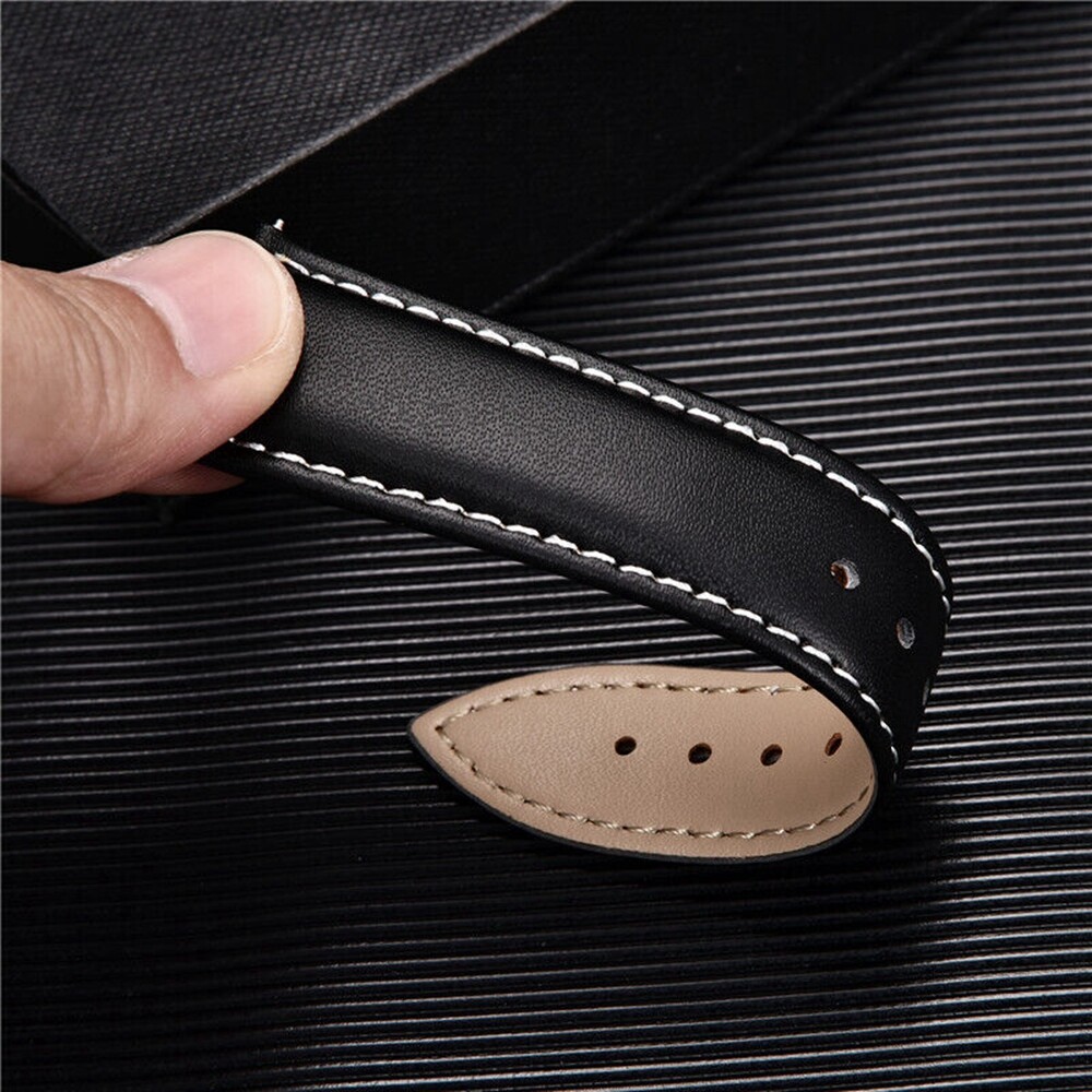 Genuine Leather Watch Band Strap Butterfly Buckle Bracelet 14/16/18/20/22/24mm