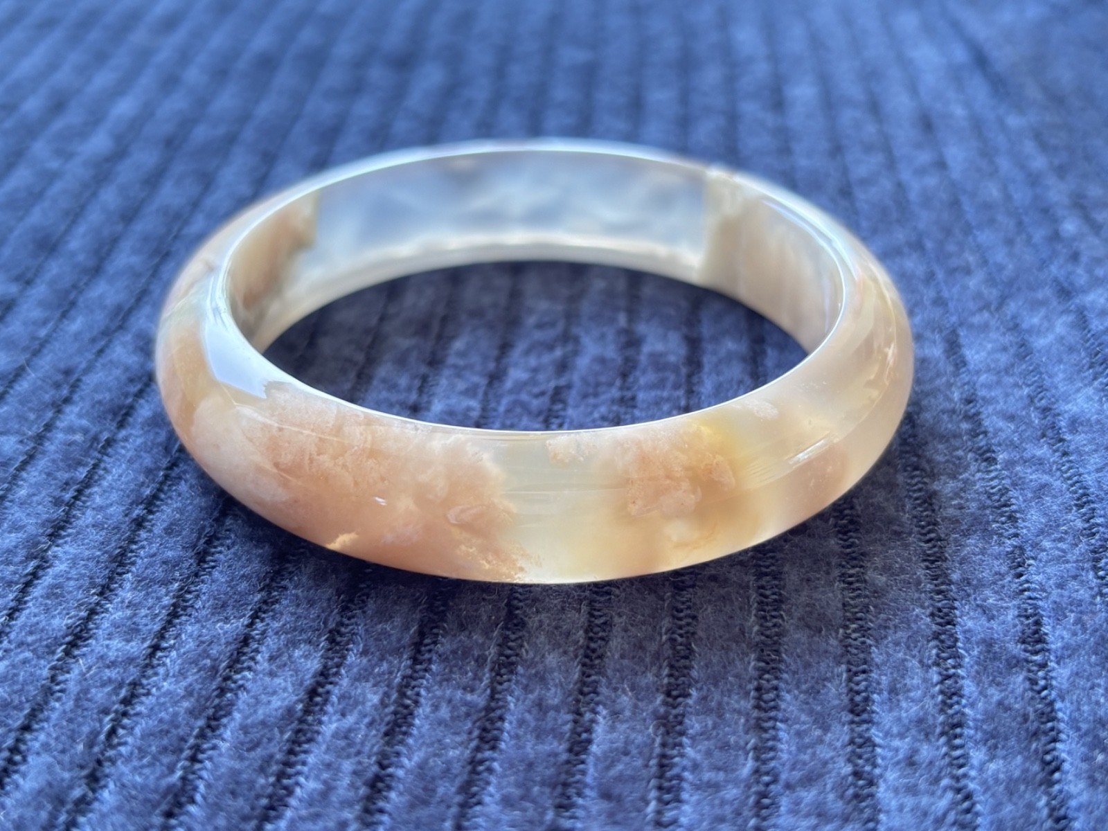 59mm Natural Cherry Blossom Agate Bangle Sakura Flower Quartz