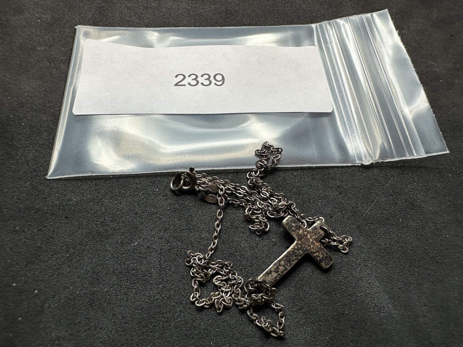 2.85g Vintage Sterling Silver 925 Sideways Cross Pendant Chain Necklace 18 in M