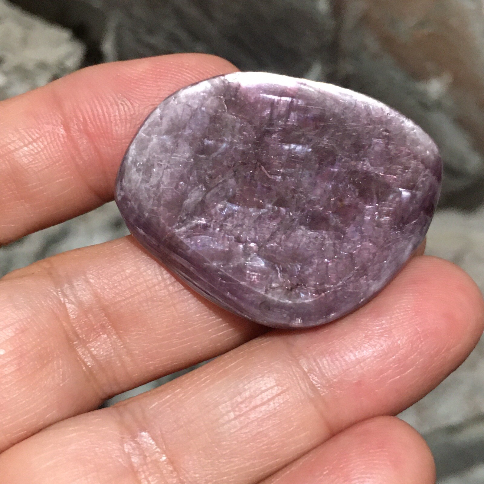 35×32.5×5.7mm Dark Purple Lepidolite Cabochon Loose Stone