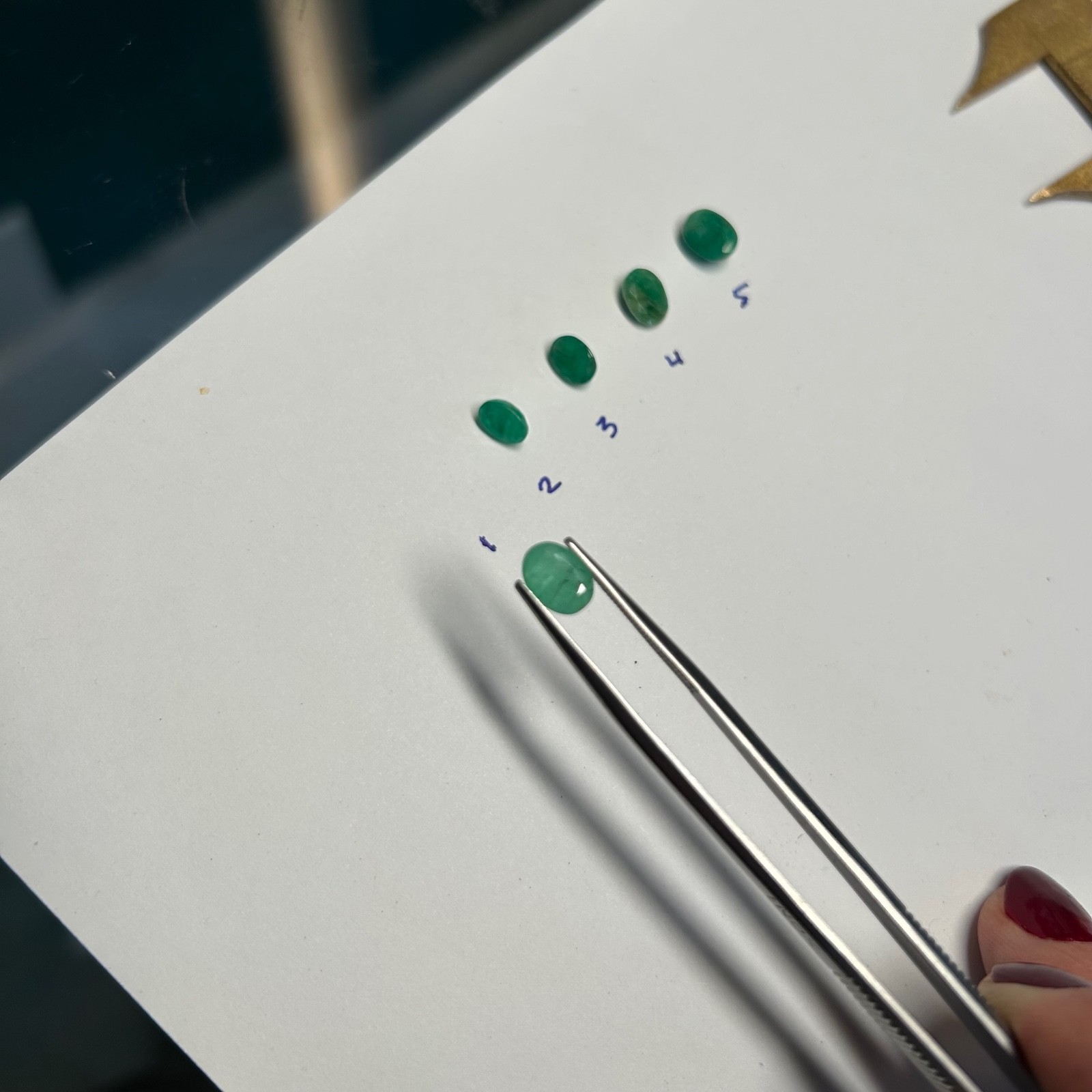 Loose Colombian Emerald Lot, Natural Oval Cut Gemstones Lot of 5, 5.26ct total